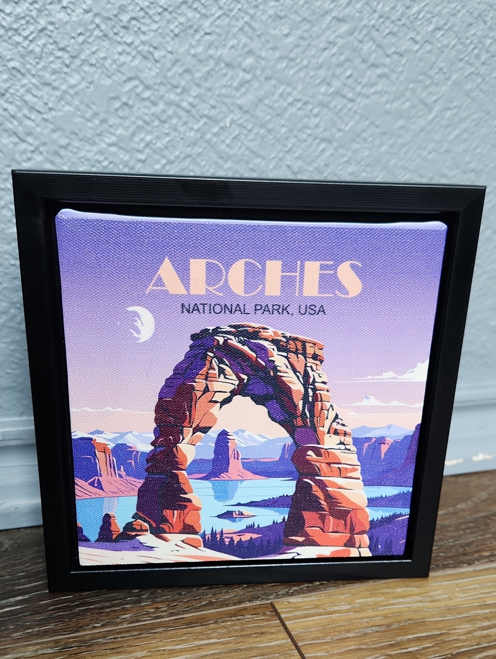 Arches National Park Black Framed Canvas Purple Blue Brown White